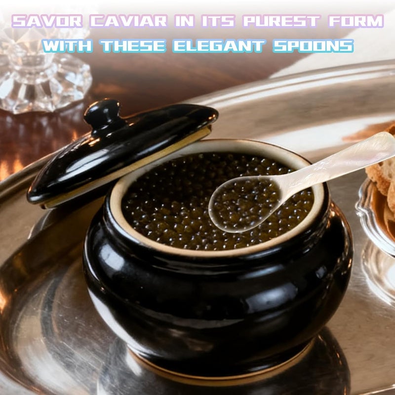 Pretwad Caviar Spoons Mother of Pearl Spoons - 2PCS Handcrafted Caviar & Salt Spoon, Hand Craft Shell Spoon with W Round Handle for Preserving Taste, Elegant for Coffee, Ice Cream & Dining - Image 5